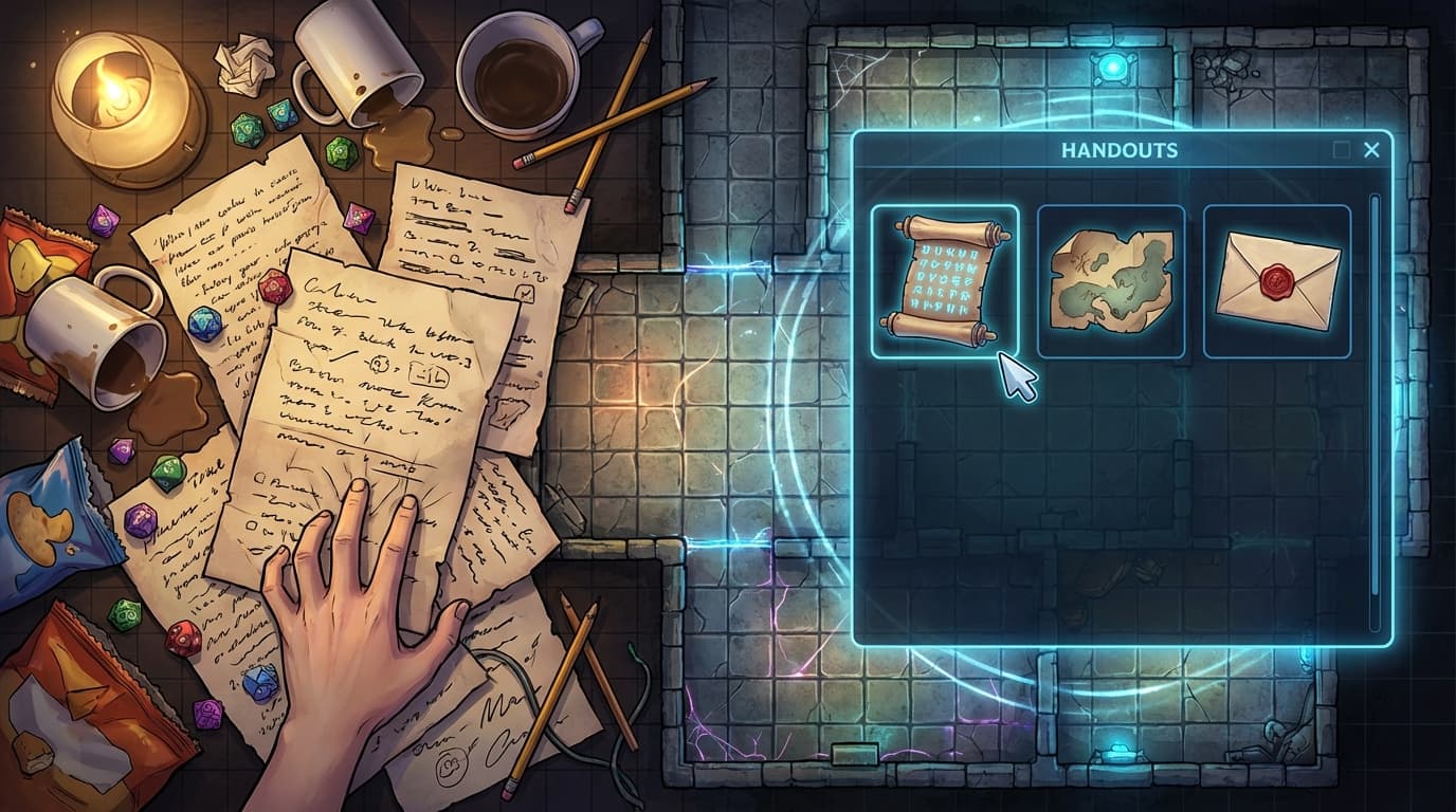 Nie wieder suchen: Kampagnengeheimnisse organisieren & teilen mit TT-RPG Handouts