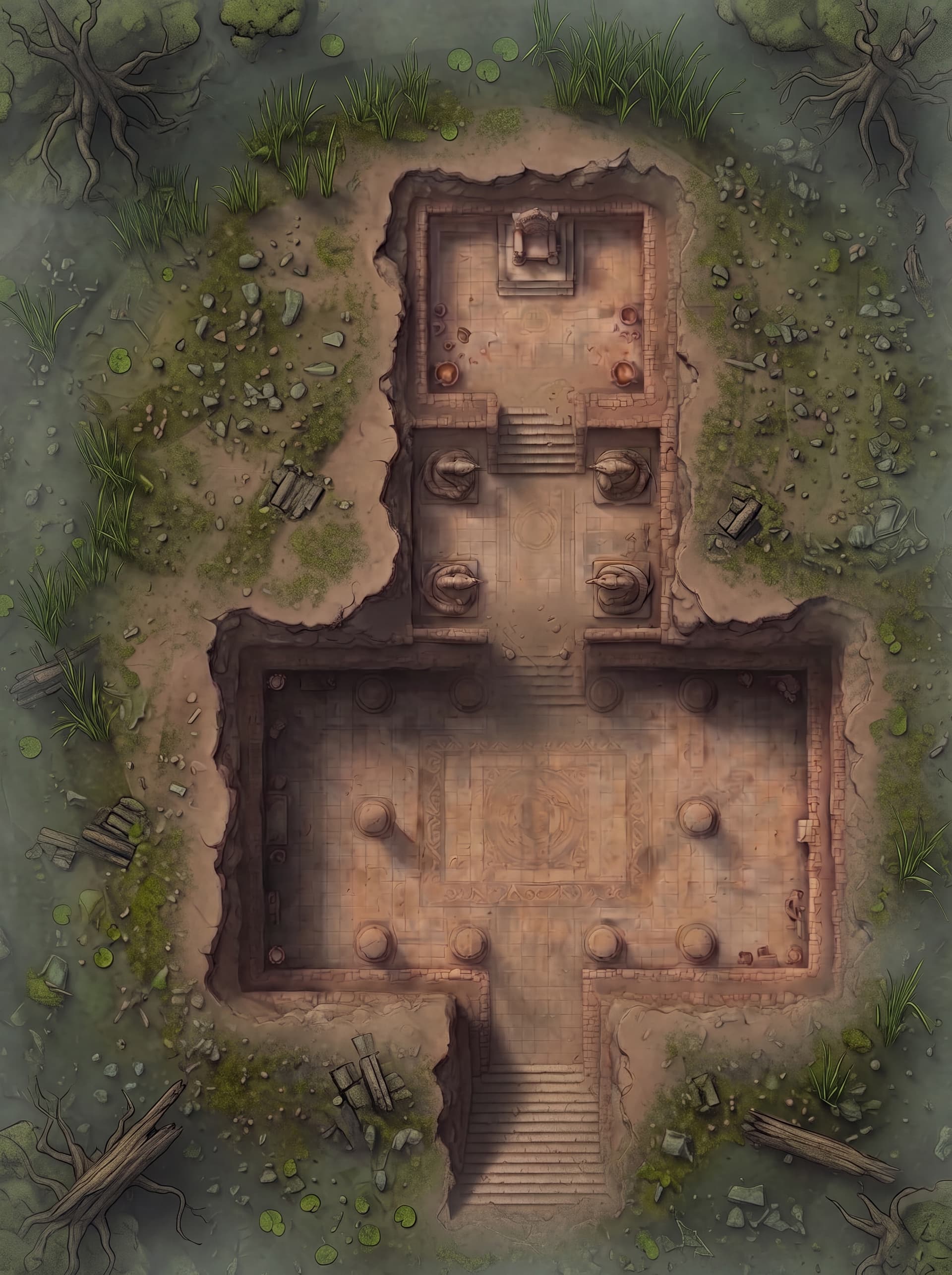 Das Ziggurat – Hauptebenen mit Grün